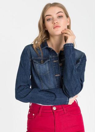 Новая женская джинсовая укороченная куртку пиджак жакет3 фото