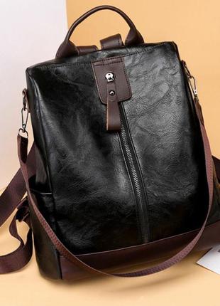Женский рюкзак-сумка эко-кожа 2006 black1 фото