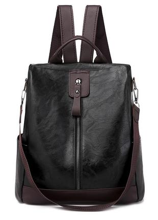 Женский рюкзак-сумка эко-кожа 2006 black2 фото