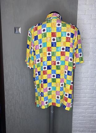 Удлиненная винтажная блуза яркая блузка большого размера батал туника с кармашком винтаж tru, xxxl 56-58р2 фото