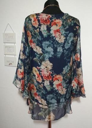 Фирменная цветочная роскошная шелковая блуза, супер качество!!!4 фото