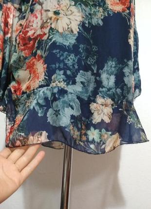 Фирменная цветочная роскошная шелковая блуза, супер качество!!!7 фото
