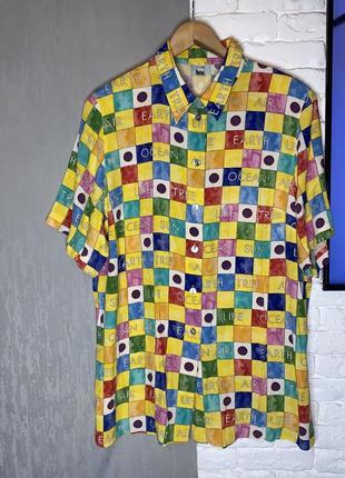 Удлиненная винтажная блуза яркая блузка большого размера батал туника с кармашком винтаж tru, xxxl 56-58р3 фото