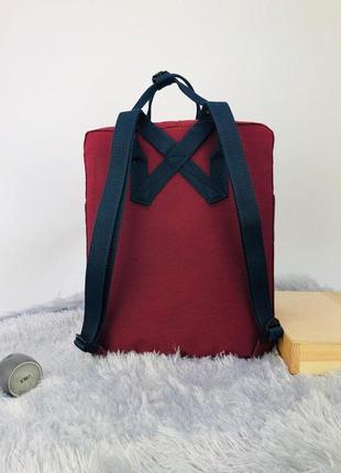 Рюкзак fjällräven kanken classic бордовый с синими ручками3 фото