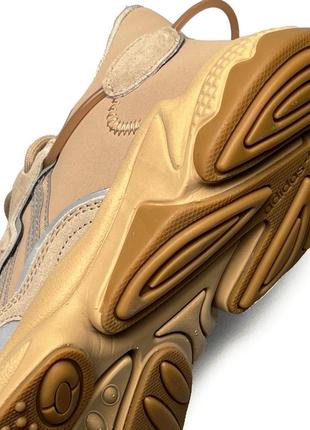 Бежевые кожаные кроссовки adidas ozweego beige (адидас озвиго 42-45)4 фото