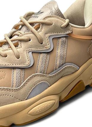 Бежевые кожаные кроссовки adidas ozweego beige (адидас озвиго 42-45)3 фото