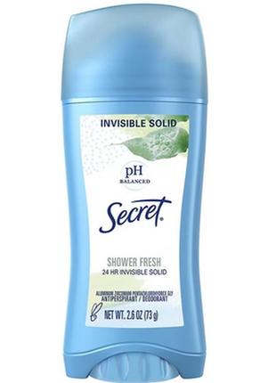Натуральный дезодорант антиресперант свежесть душа от secret, ph balanced shower fresh, стик, женский 73г