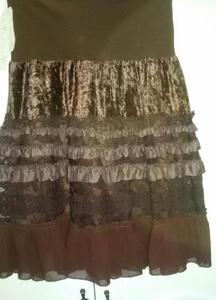 Романтичная дизайнерская  юбка  с велюром