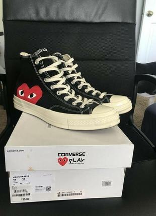 Кеди converse x comme des garcons play high top sneakers black1 фото