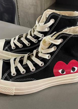 Кеди converse x comme des garcons play high top sneakers black6 фото