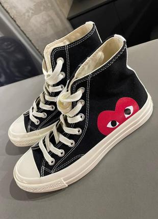 Кеди converse x comme des garcons play high top sneakers black4 фото