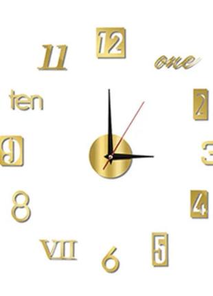 Часы настенные 3d, золотистые, оригинальные часы на стену, диаметр до 60 см, декор для дома, часы сделай сам1 фото