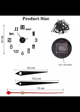 Часы настенные 3d, черные, оригинальные часы на стену, диаметр до 40 см, декор для дома, часы сделай сам3 фото
