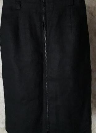 Льняная юбка карандаш черная.