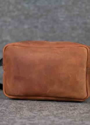 Поясная сумка, натуральная винтажная кожа, цвет коричневый